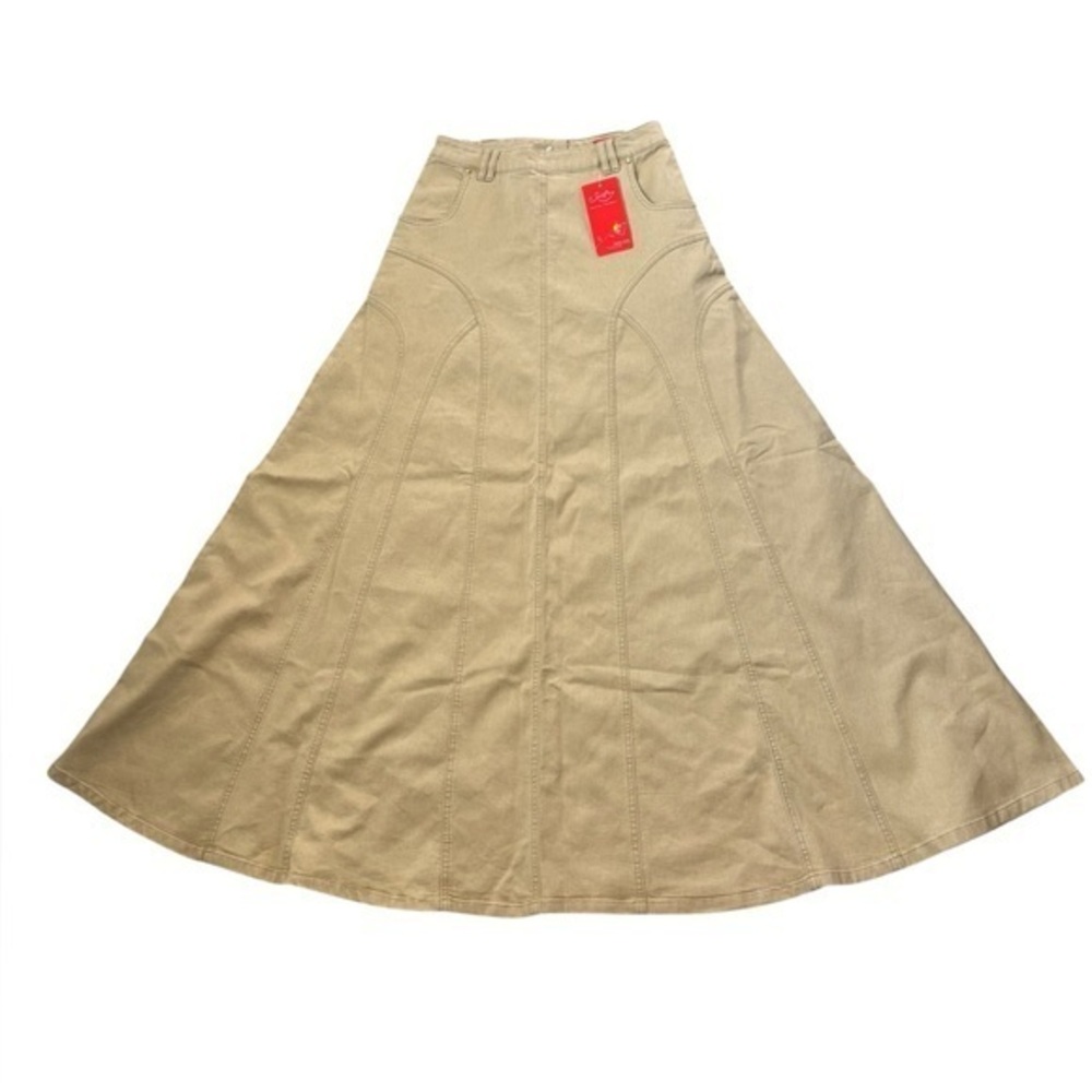 Style J Elegant Tan Women’s long denim stretch Skirt cream size medium/8